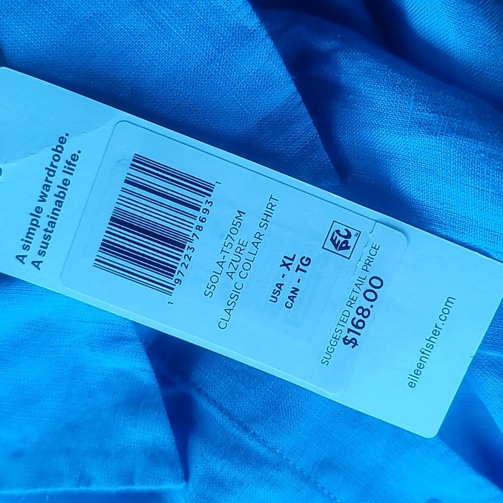 Eileen Fisher Organic Handkerchief Linen Classic Collar ShirtEasy Fit, - Picture 7 of 7